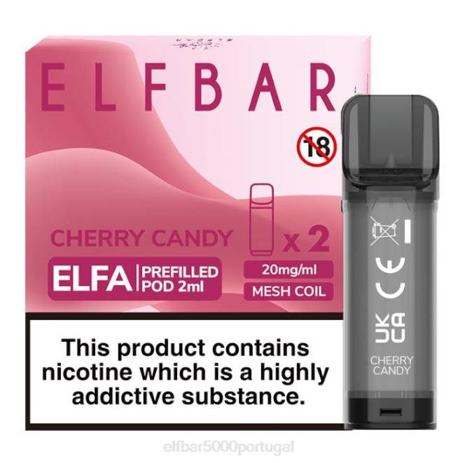 cápsula pré-cheia elfbar elfa - 2ml - 20mg (2 embalagens) | ELFBAR Lisboa J8BD131 doce de cereja