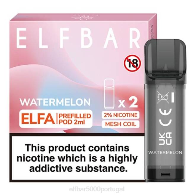 cápsula pré-cheia elfbar elfa - 2ml - 20mg (2 embalagens) | ELFBAR Lisbon J8BD108 melancia