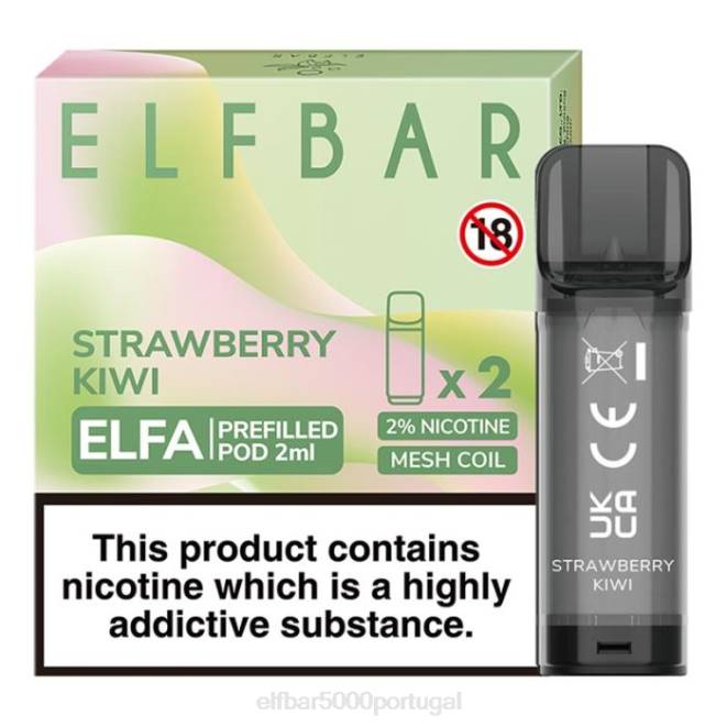 cápsula pré-cheia elfbar elfa - 2ml - 20mg (2 embalagens) | ELFBAR Loja J8BD107 kiwi morango