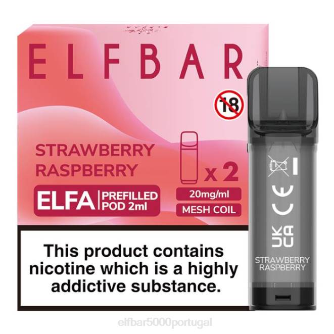 cápsula pré-cheia elfbar elfa - 2ml - 20mg (2 embalagens) | ELFBAR Onde Comprar J8BD112 framboesa morango