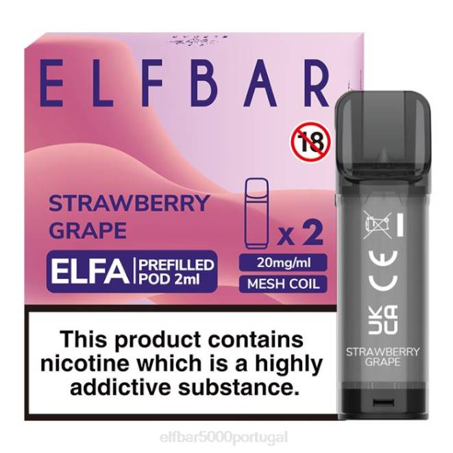 cápsula pré-cheia elfbar elfa - 2ml - 20mg (2 embalagens) | ELFBAR Onde Comprar J8BD130 uva morango