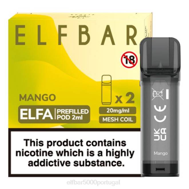 cápsula pré-cheia elfbar elfa - 2ml - 20mg (2 embalagens) | ELF BAR 10000 Sabores J8BD118 manga