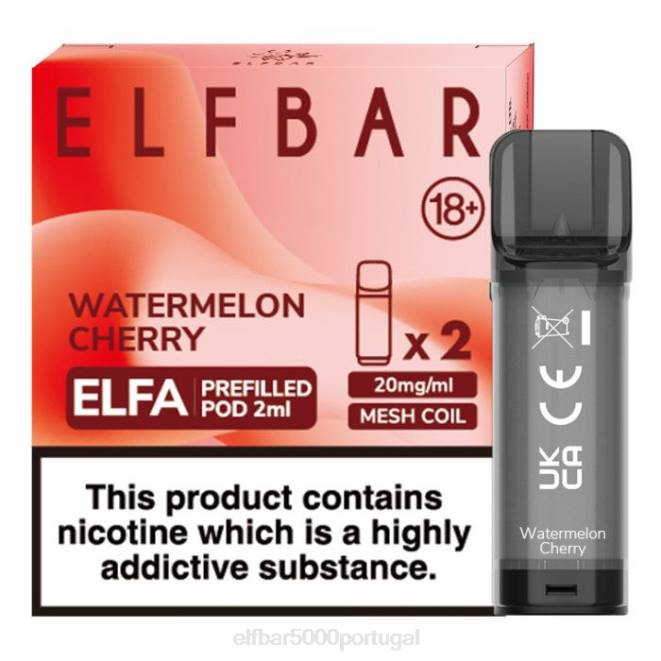 cápsula pré-cheia elfbar elfa - 2ml - 20mg (2 embalagens) | ELF BAR 1500 Portugal J8BD121 cereja melancia