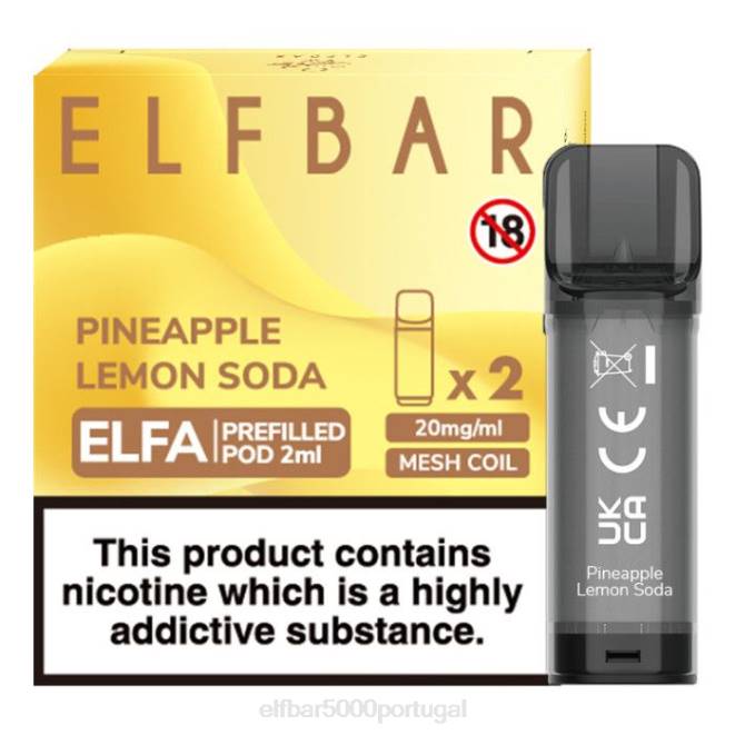 cápsula pré-cheia elfbar elfa - 2ml - 20mg (2 embalagens) | ELF BAR 2000 Portugal J8BD134 refrigerante de abacaxi e limão