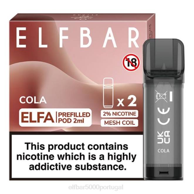 cápsula pré-cheia elfbar elfa - 2ml - 20mg (2 embalagens) | ELF BAR 5000 Portugal J8BD109 Cola