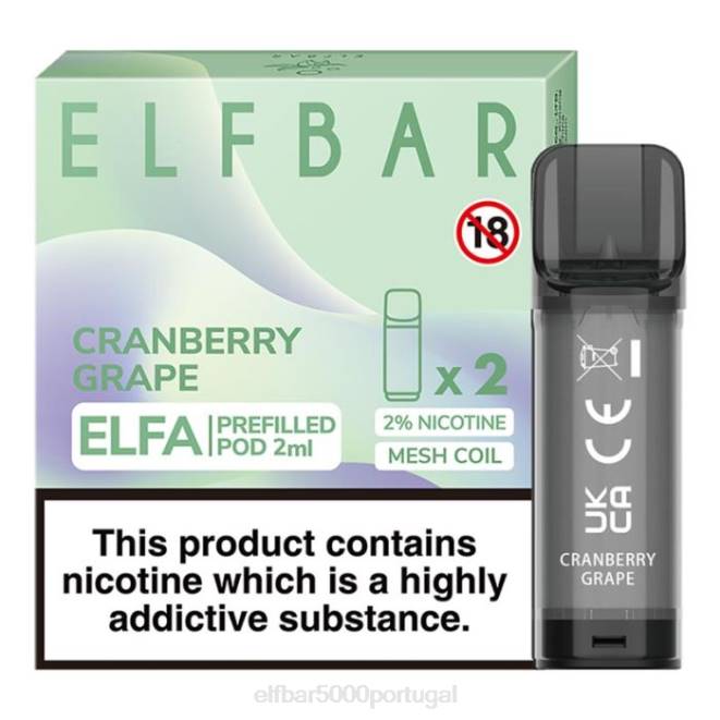 cápsula pré-cheia elfbar elfa - 2ml - 20mg (2 embalagens) | ELF BAR 5000 Portugal J8BD127 uva amora