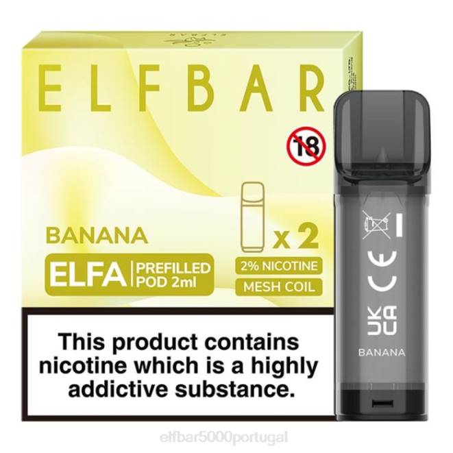 cápsula pré-cheia elfbar elfa - 2ml - 20mg (2 embalagens) | ELF BAR 5000 Preço J8BD105 banana