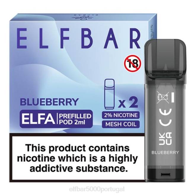 cápsula pré-cheia elfbar elfa - 2ml - 20mg (2 embalagens) | ELF BAR Loja Oficial J8BD106 mirtilo