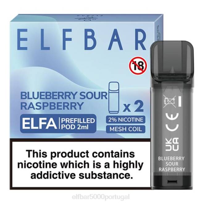 cápsula pré-cheia elfbar elfa - 2ml - 20mg (2 embalagens) | ELF BAR Portugal J8BD114 framboesa azeda de mirtilo