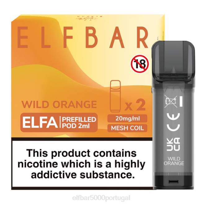 cápsula pré-cheia elfbar elfa - 2ml - 20mg (2 embalagens) | ELF BAR Portugal Preço J8BD133 laranja selvagem