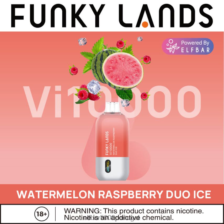 ELFBAR Funky Lands Melhor Sabor Vape Descartável Vi10000 Série Iced Gelo Duo de Melancia e Framboesa 44FF8Z152 | ELF BAR 2000 Portugal