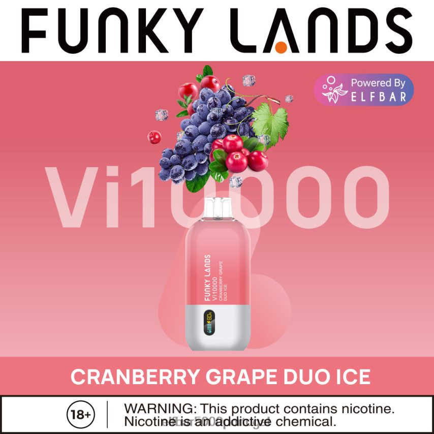 ELFBAR Funky Lands Melhor Sabor Vape Descartável Vi10000 Série Iced gelo duo de uva e cranberry 44FF8Z156 | ELF BAR 600 Portugal