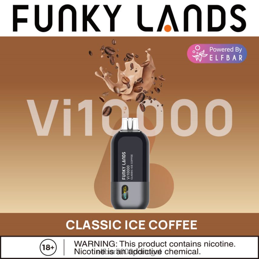 ELFBAR Funky Lands vape descartável vi10000 puffs café gelado clássico 44FF8Z170 | ELF BAR 2000 Portugal