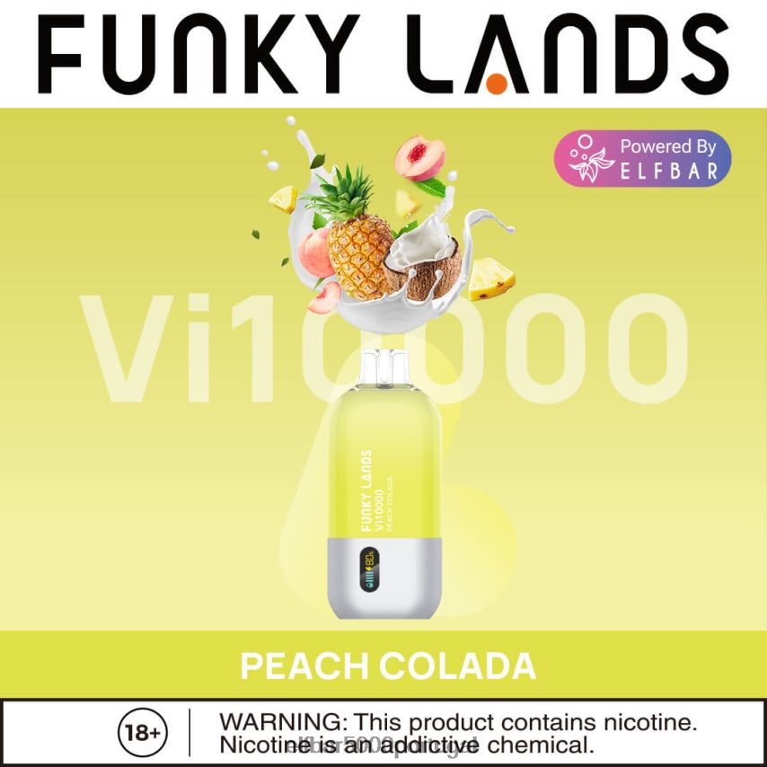 ELFBAR Funky Lands vape descartável vi10000 puffs colada de pêssego 44FF8Z162 | ELFBAR Lisbon