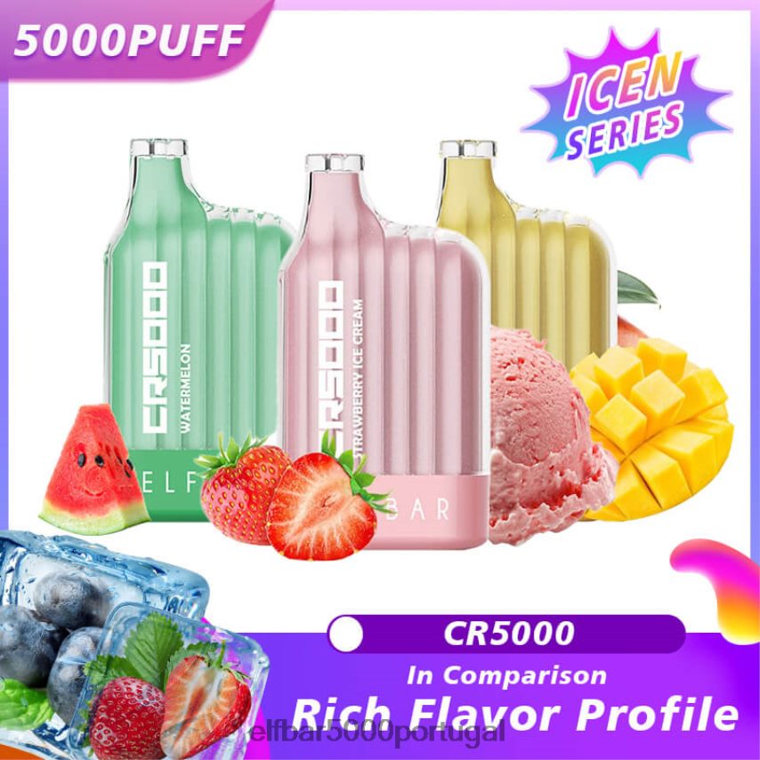 ELFBAR melhor sabor descartável vape cr5000 ice series gelo de pêssego 44FF8Z20 | ELF BAR Preço